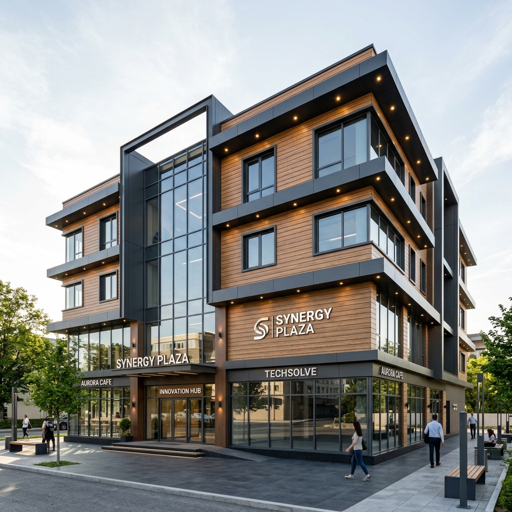Premium architectural ACP cladding facade installation by GSS Interior Designs