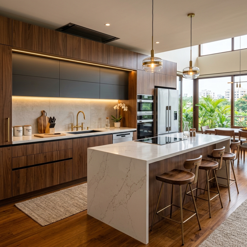Premium modular kitchen design project in Bangalore by GSS Interior Designs
