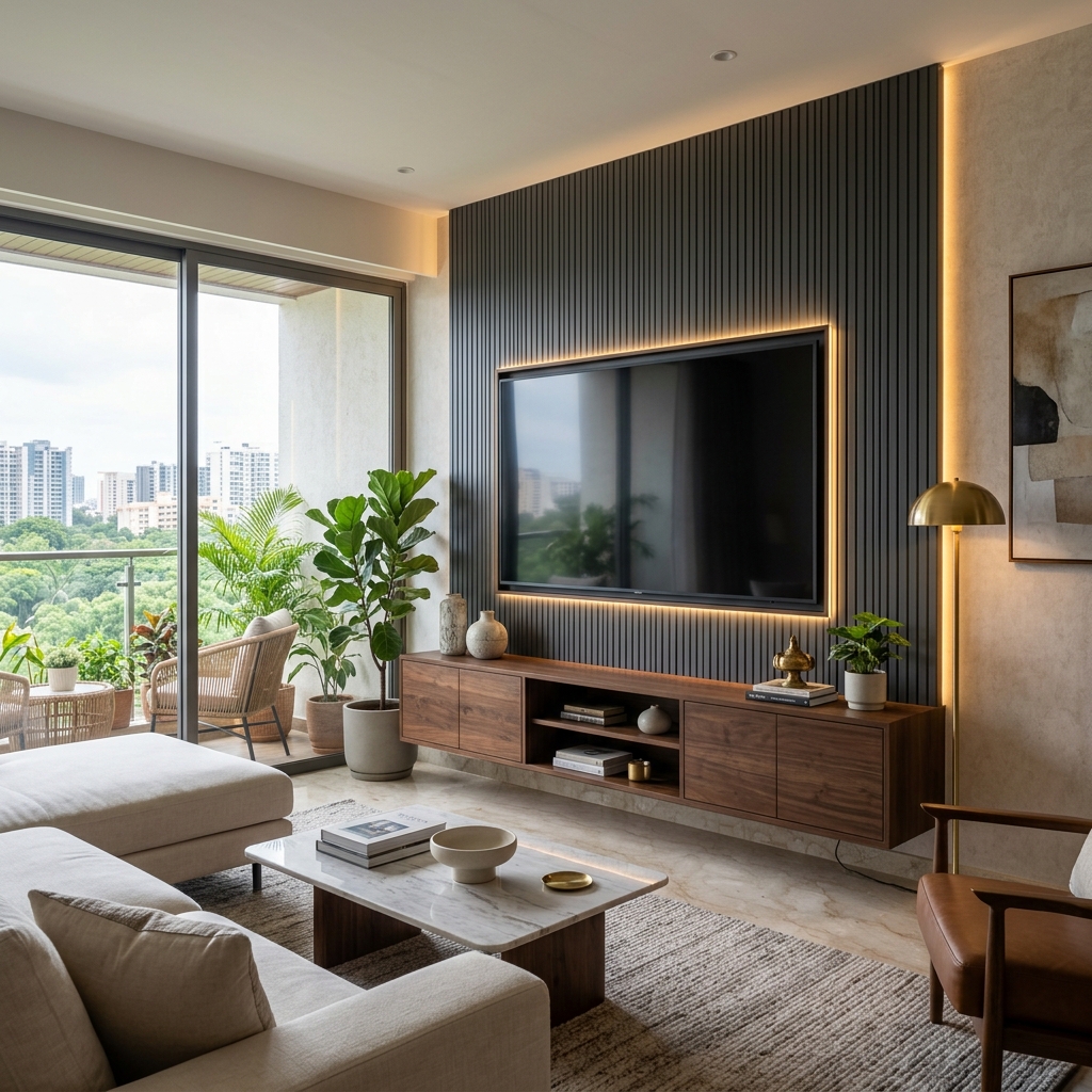 Premium custom TV unit design in Bangalore by GSS