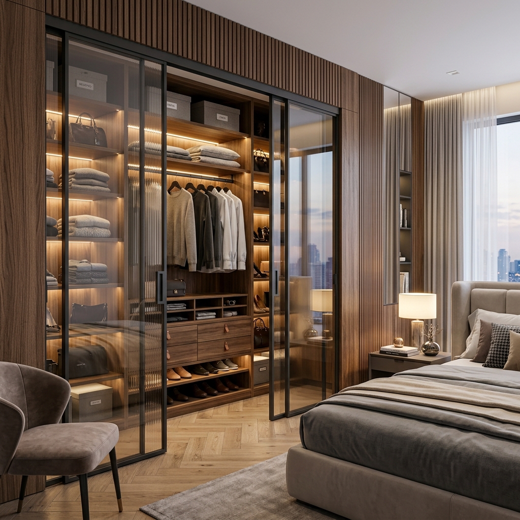 Premium custom wooden wardrobe and storage woodwork by GSS Interior Designs
